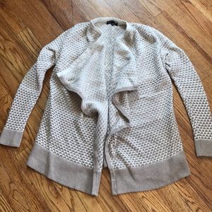 Medium-weight, open front, cascading cardigan